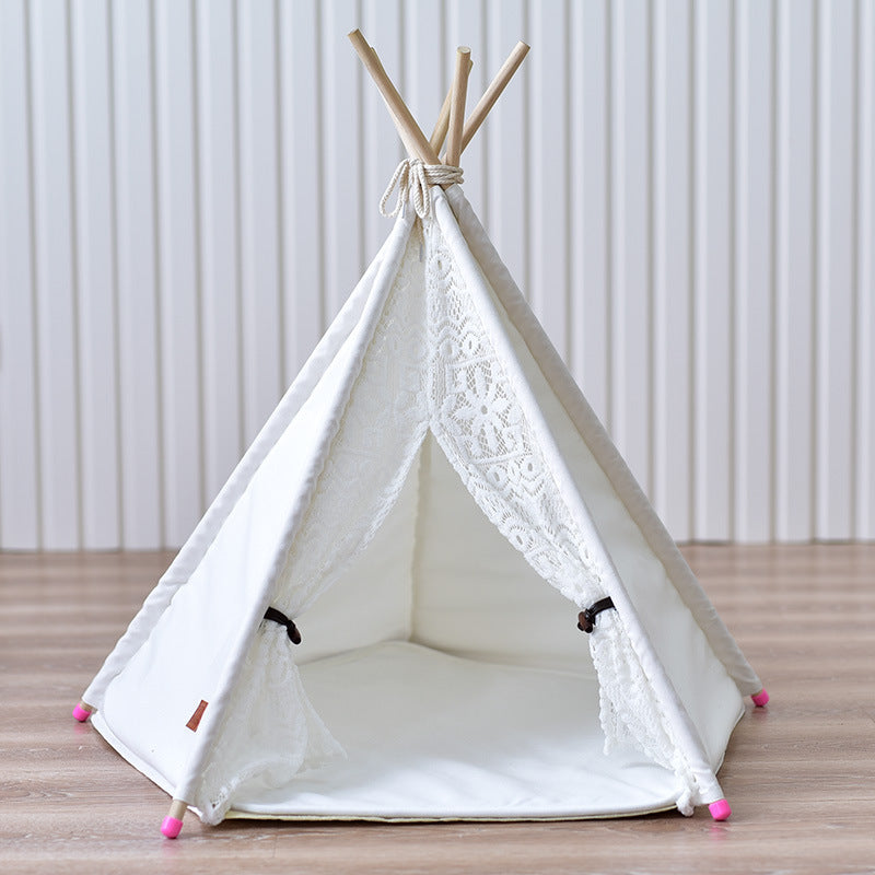 Wooden Pet Tent for Cats and Dogs, Small Doves Design