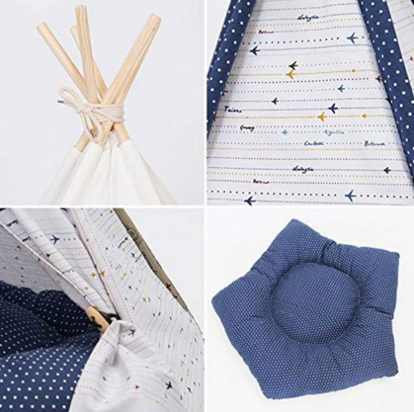Canvas Pet Tent for Small & Medium Dogs – Teepee House, Washable Cushion, In&Out