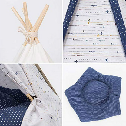Canvas Pet Tent for Small & Medium Dogs – Teepee House, Washable Cushion, In&Out