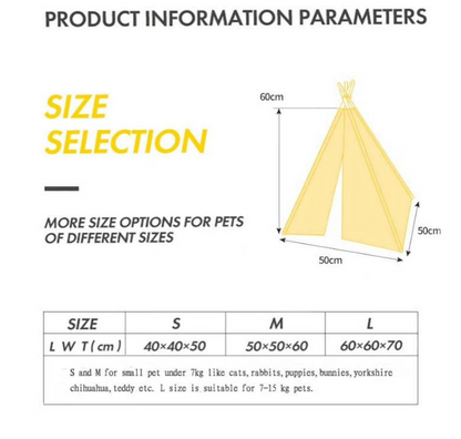 Canvas Pet Tent for Small & Medium Dogs – Teepee House, Washable Cushion, In&Out