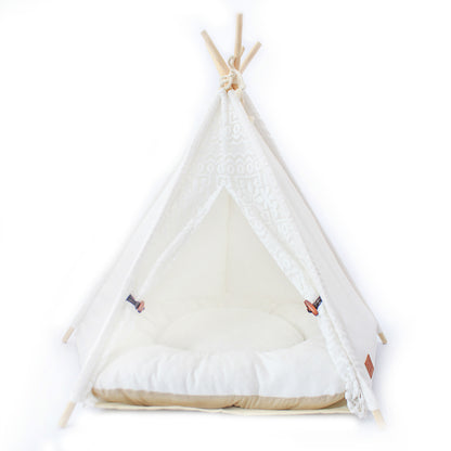 Wooden Pet Tent for Cats and Dogs, Small Doves Design